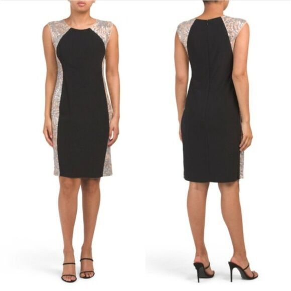 NWT R&M RICHARDS Embroidered Sequin Dress Size 6 - Picture 2 of 12